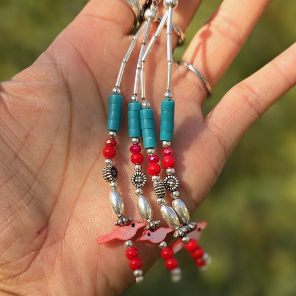 Southwestern Native American style heishi dangling tassle hair barrettes - Picture 16 of 16